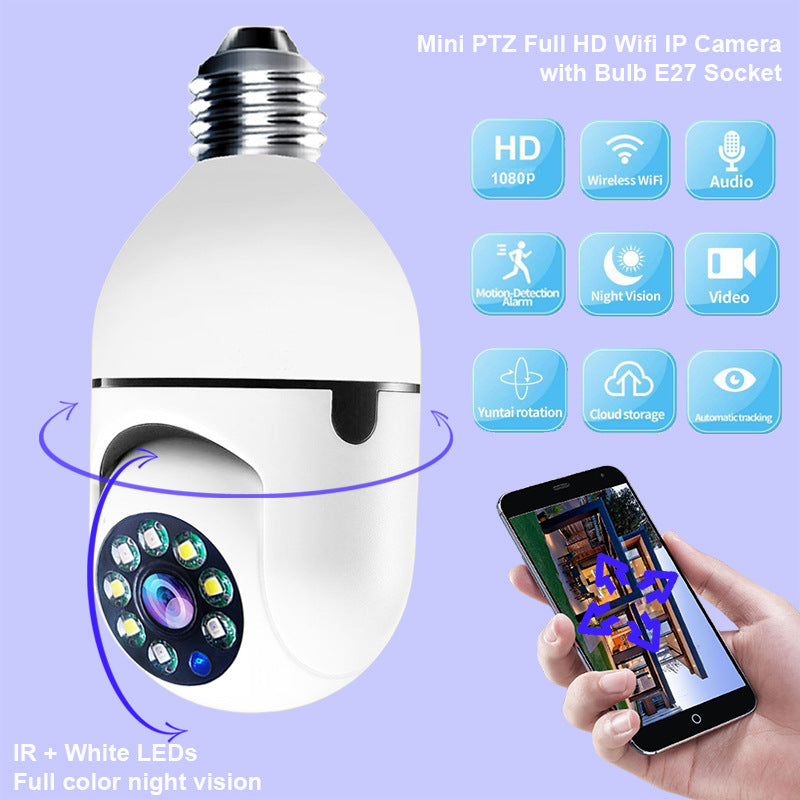 VisionCam 360 Pro – Câmera WiFi 1080P com Zoom 4X em Formato Lâmpada E27 e Monitoramento Inteligente 5G